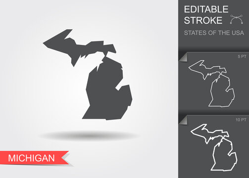 Stylized map of the U.S. state of Michigan vector illustration