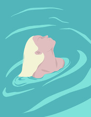 Illustration of a girl in the sea