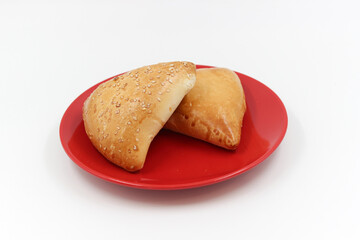 Brazilian food snack. Meat and Chicken Esfiha