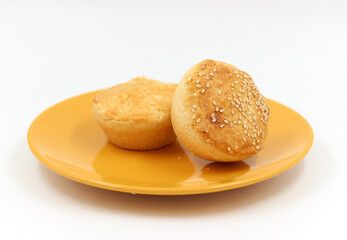 Traditional Australian Mini meat pies from shortbread with white background