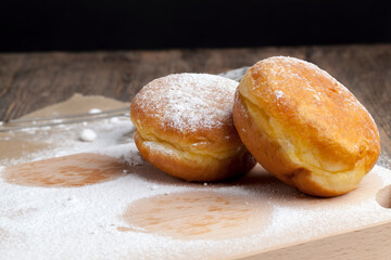 fried in oil Berlin donuts with stuffing