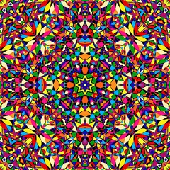 Bright geometric seamless kaleidoscope pattern