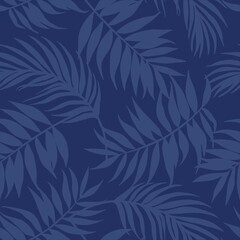 Illustration pattern tropical leaves with indigo colors spring summer design