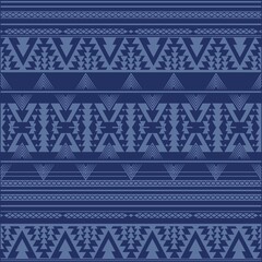 Illustration pattern tribal design with indigo denim colors fashion style