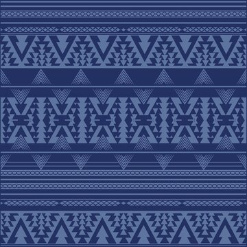 Illustration pattern tribal design with indigo denim colors fashion style