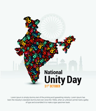 National unity day India vector  handprint illustration
