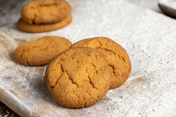 several round light cookies after cooking