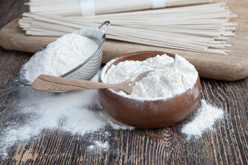 white rice noodles and flour and other ingredients