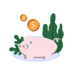 piggu bank money management vector flat style illustration design