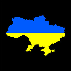 Obraz premium Vector. National flag, contour, outline, country territory. Geographic location icon. Patriotism of the country, yellow-blue flag of Ukraine. User interface element. Souvenir.