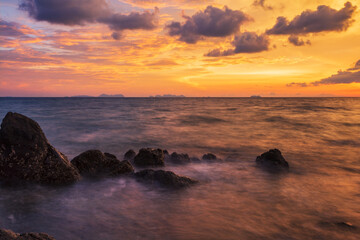 Fototapeta na wymiar Colorful tropical beach at sunset