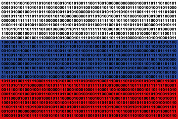 Hacker Russia. Digital Russian flag and a binary background cybersecurity concept with 0 and 1....