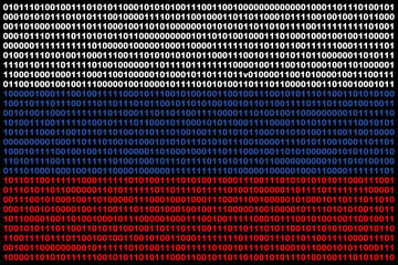 Hacker Russia. Digital Russian flag and a binary background cybersecurity concept with 0 and 1. Computer hacker Russia. Tricolor background from a binary code, cyber threat. Rutube - obrazy, fototapety, plakaty