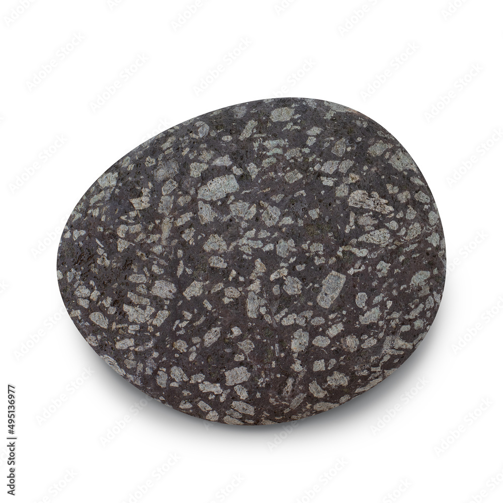 Aufkleber pebble. smooth gray sea stone isolated on white background with shadows, clipping path for isolation