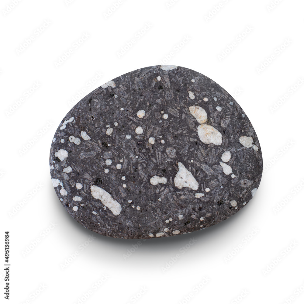 Aufkleber pebble. smooth gray sea stone isolated on white background with shadows, clipping path for isolation