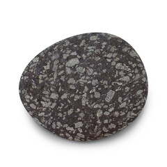 Pebble. Smooth gray sea stone isolated on white background with shadows, clipping path  for isolation without shadows on white