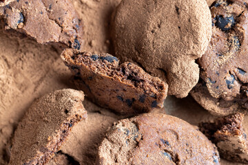 sweet crispy dessert of chocolate cookies with chocolate