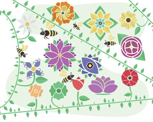 Flowers and plants and bee pack