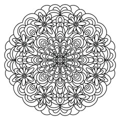 Fototapeta premium Mandala coloring book. Anti-stress coloring. Abstract vector black round, heptagon lace design - mandala, ethnic decorative element. 