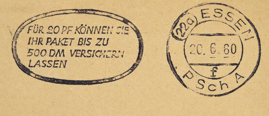 Briefmarke stamp alt old vintage retro used gestempelt cancel papier paper slogan werbung 20pf...