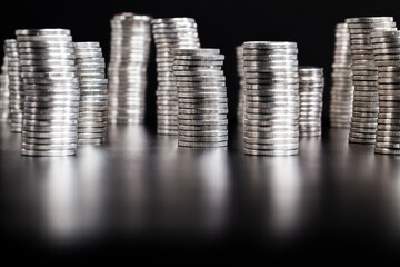 metal coins of different countries and states