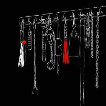 Suspension d'objets et jouets BDSM pour domination, bondage et sadomasochisme.