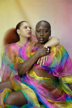 Portrait of black lesbian couple