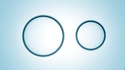 Macro shot of two soap bubbles on blue background | Abstract skin care ingredients concept