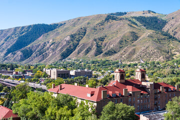 Aerial photo of Glenwood Springs, Grand County, Colorado in summer
