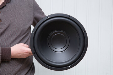 A subwoofer for the car.Car audio system.Music in the car.