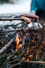 Fototapeta Surwiwal w lesie, ognisko - weekend przygoda obraz