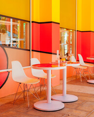 room with table and chairs restaurant luxury miami design district  colors 