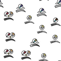 Eyebrow Tattoo Beauty Procedure Vector Seamless Pattern Thin Line Illustration