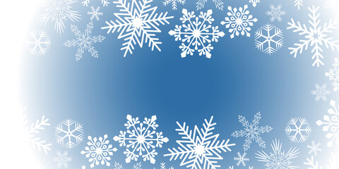 Winter card leaflet header Christmas decoration blue background. Snowflake ice crystal symbol of winter