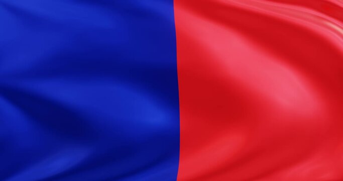 Flag of Paris waving. Seamless looping animation fluttering in the wind. Background Loop.