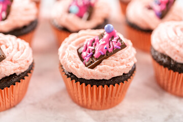 Chocolate strawberry cupcakes