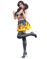 Obraz premium Young attractive girl with microphone sings.