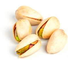  pistachio nuts isolated on white