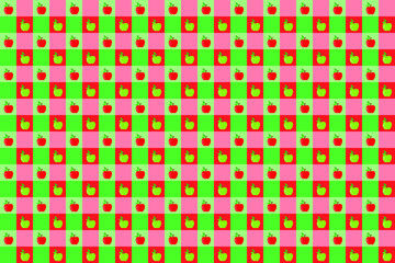 Fototapeta premium Vector checkered tablecloth with apples illustration