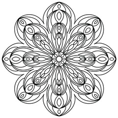 Mandala coloring book. Anti-stress coloring. Abstract vector black round, heptagon lace design - mandala, ethnic decorative element.