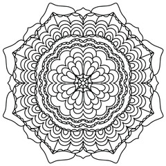 Mandala coloring book. Anti-stress coloring. Abstract vector black round, heptagon lace design - mandala, ethnic decorative element.