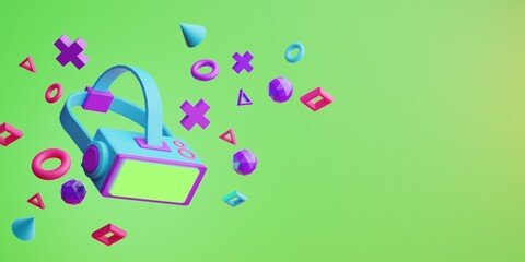 metaverse vr simulation gaming cyberpunk style, digital robot, 3d illustration rendering, virtual reality