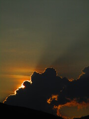 sky, clouds, mountain, cloud, landscape, nature, sunset, sun, mountains, sunrise, summer, weather, day, cloudy, view, black, hill, light, yellow, sunlight, beauty, blue, white, weather, out, relax
