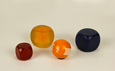 Vintage Retro Cube Ball colorful from 70s orange design game dice and billiard
