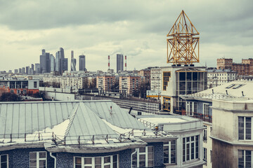 Panoramic view of Moscow. View of the main sights of Moscow.
