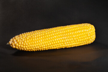 one corn on black background