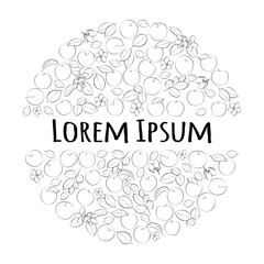 A set of black and white apples in a circle with an inscription in the middle. Vector graphics