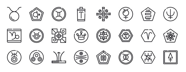 Obraz na płótnie Canvas zodiac thin line icons set. zodiac outline icons collection. taurus, spirit, gemini, devotion, soot, mercury, toughness simple vector illustration.