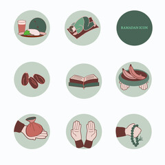 set of icons for ramadan fasting