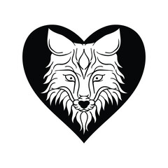 hand drawn heart fox doodle illustration for tattoo stickers poster etc